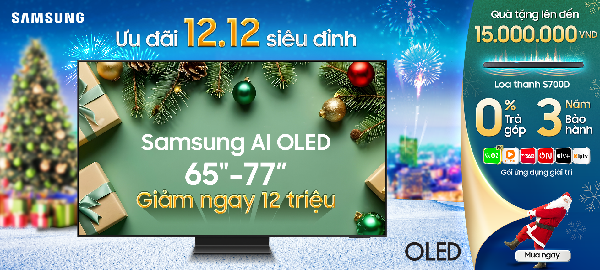 Siêu Sale 12.12 TV Samsung giá tốt