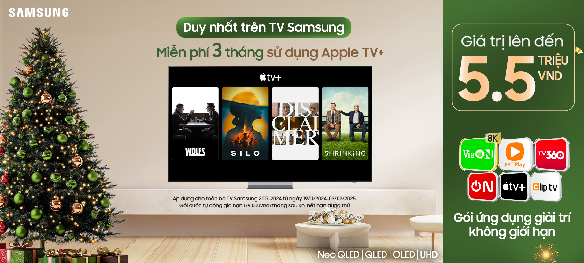 TV Samsung Tặng 3 tháng Apple TV