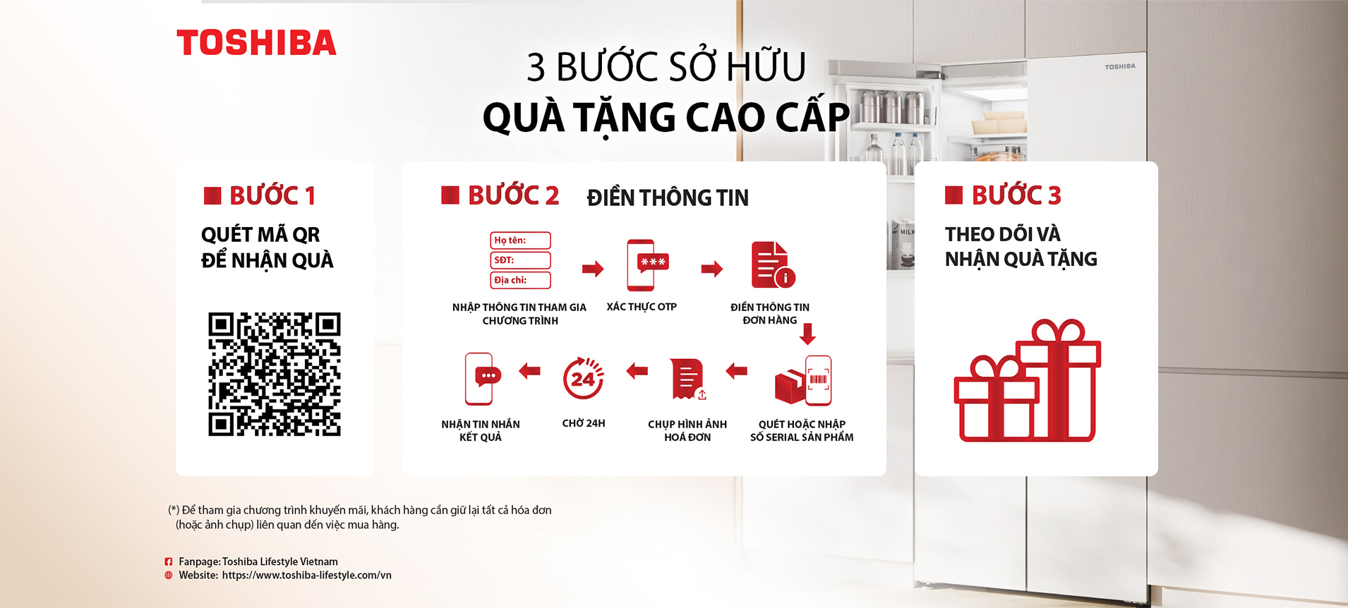 TOSHIBA 3 BƯỚC SỞ HỮU QUÀ TẶNG CAO CẤP