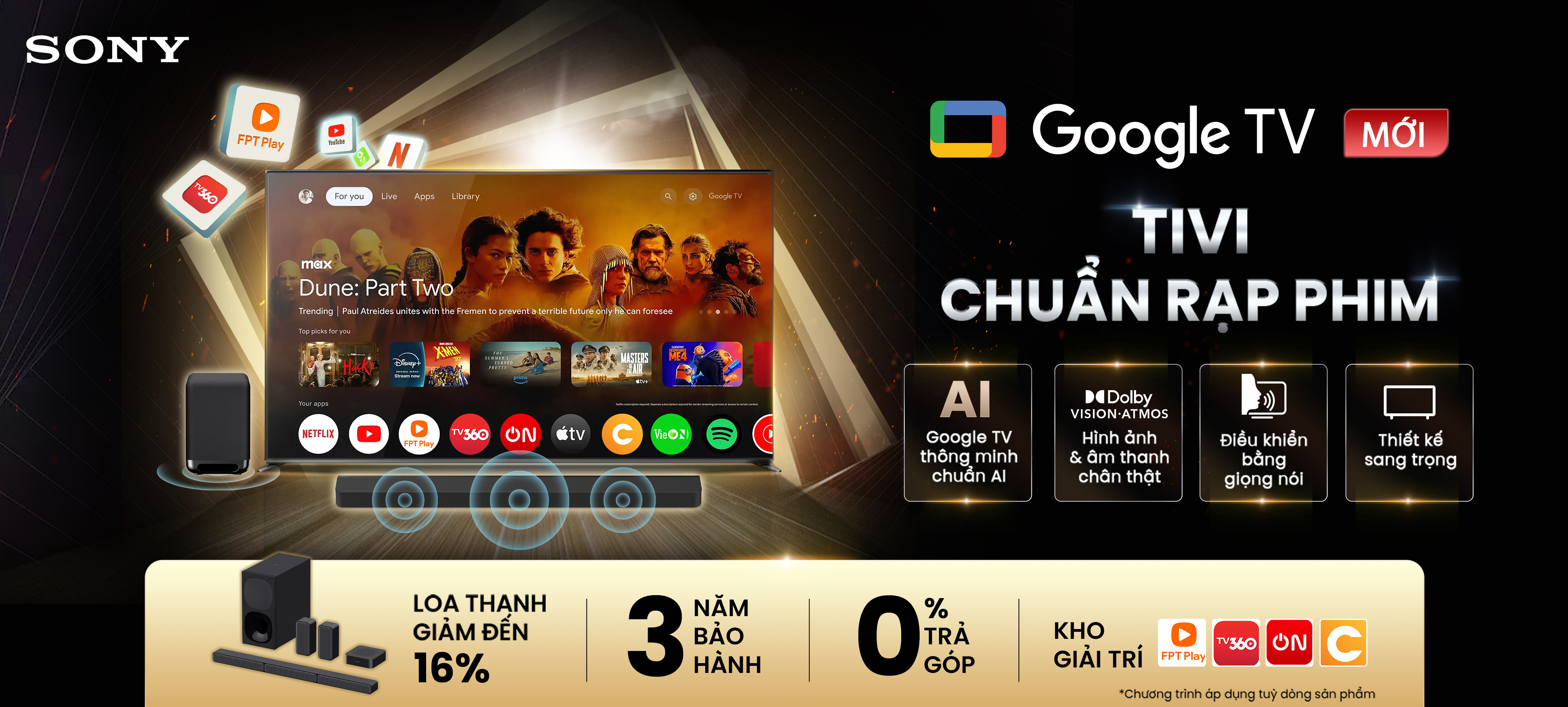 Sony Google TV chuẩn rạp phim 