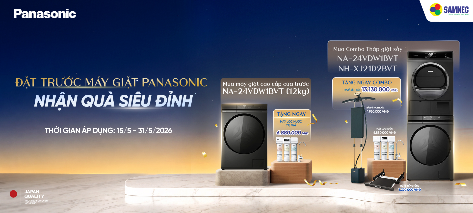 ĐẶT TRƯỚC MÁY GIẶT PANASONIC - NHẬN QUÀ SIÊU ĐỈNH