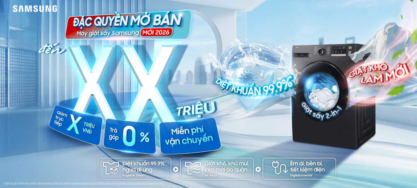 Máy giặt sấy Samsung mới 2026