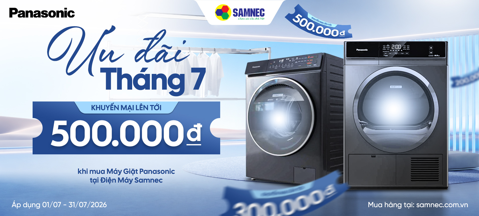 Máy giặt Panasonic - Ưu đãi tới 500K