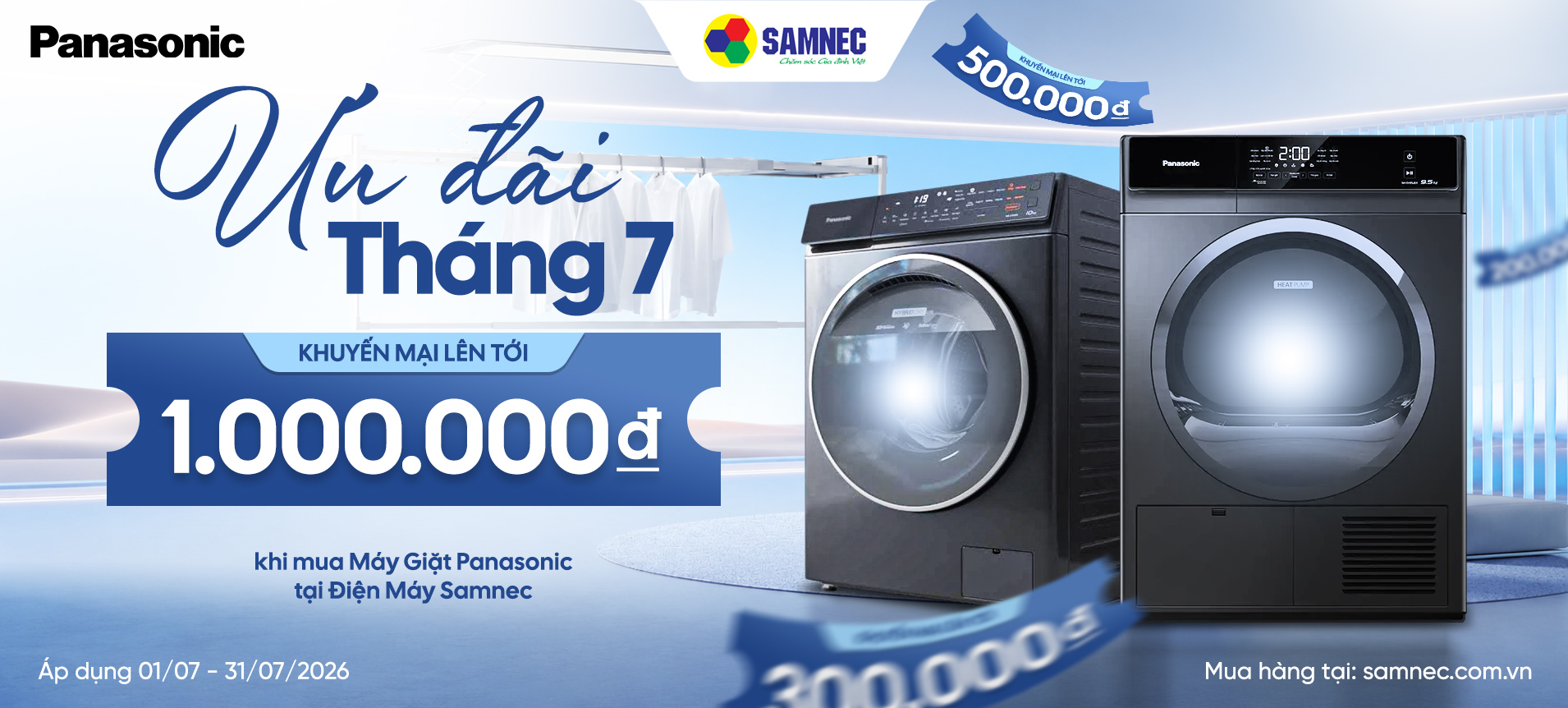 Máy giặt Panasonic - Ưu đãi tới 500K