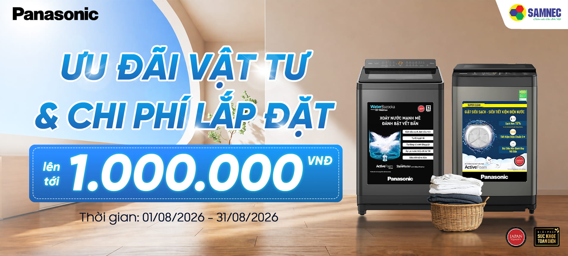 Máy giặt Panasonic - Ưu đãi vật tư & lắp đặt