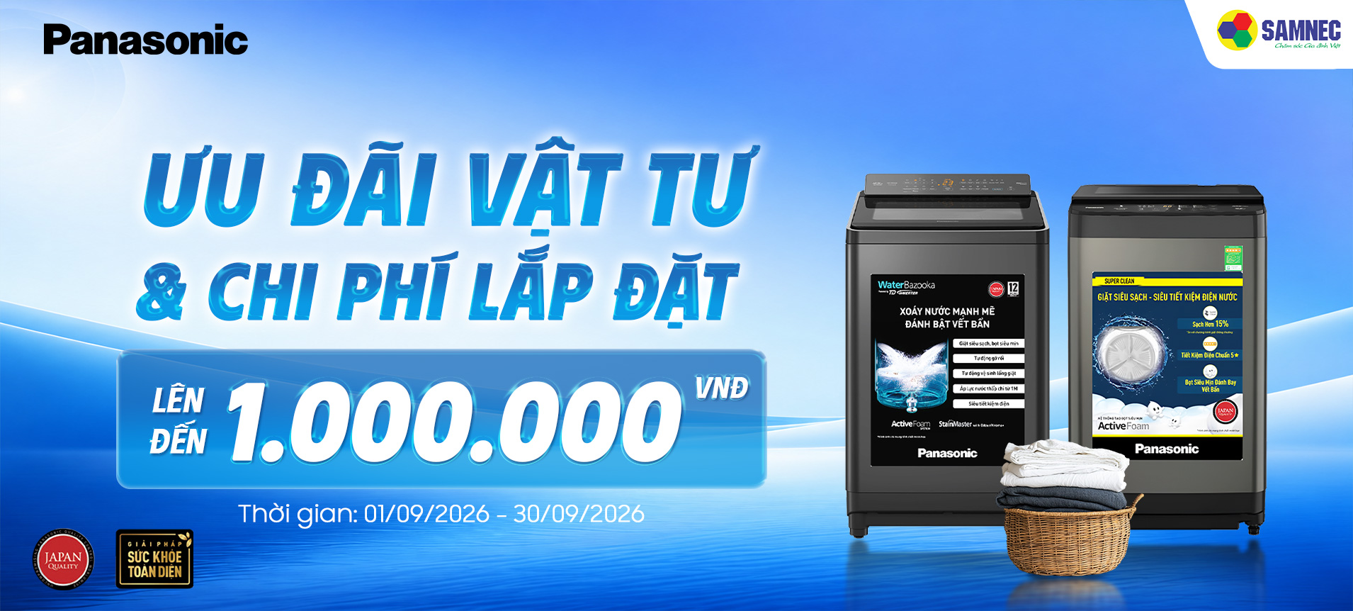Máy giặt Panasonic - Ưu đãi tới 1.000K