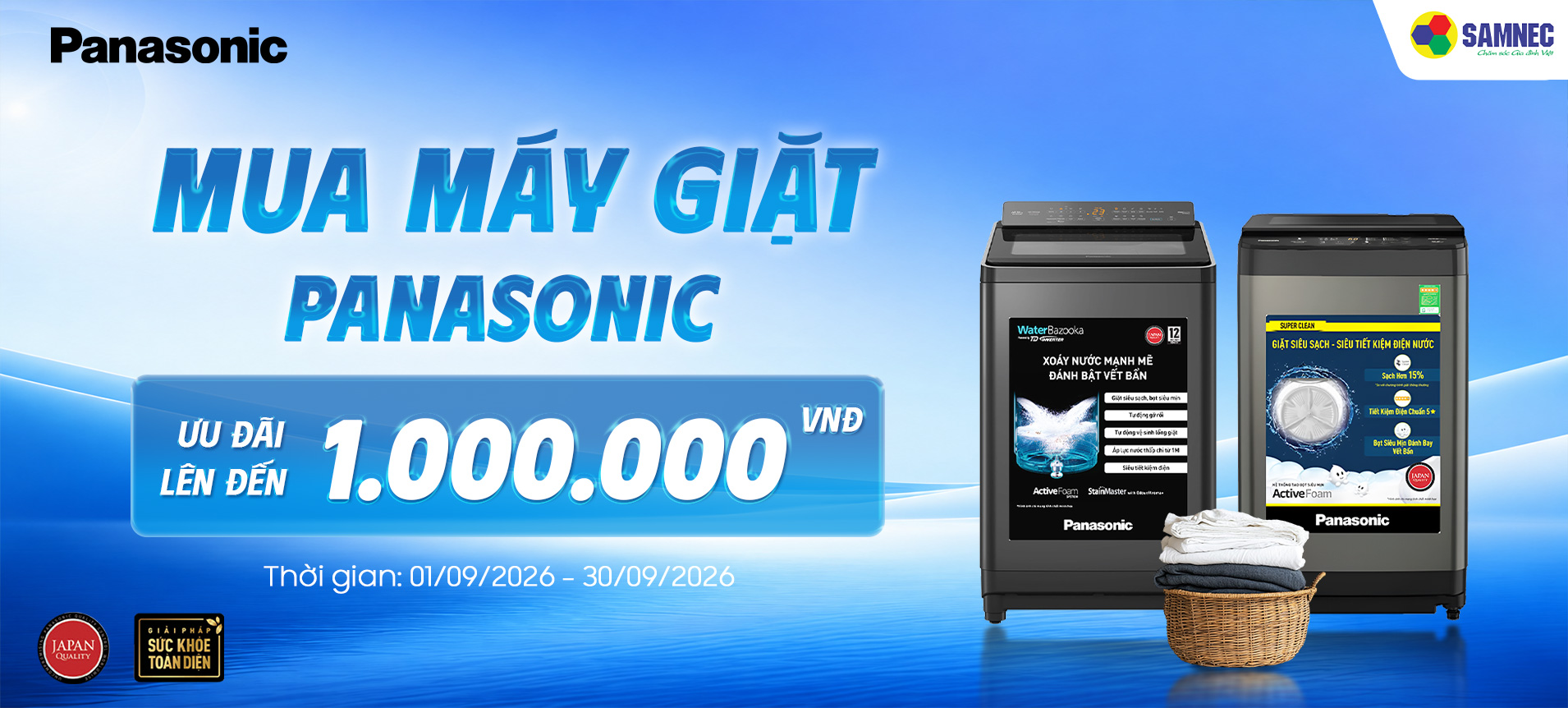Máy giặt Panasonic - Ưu đãi tới 1.000K