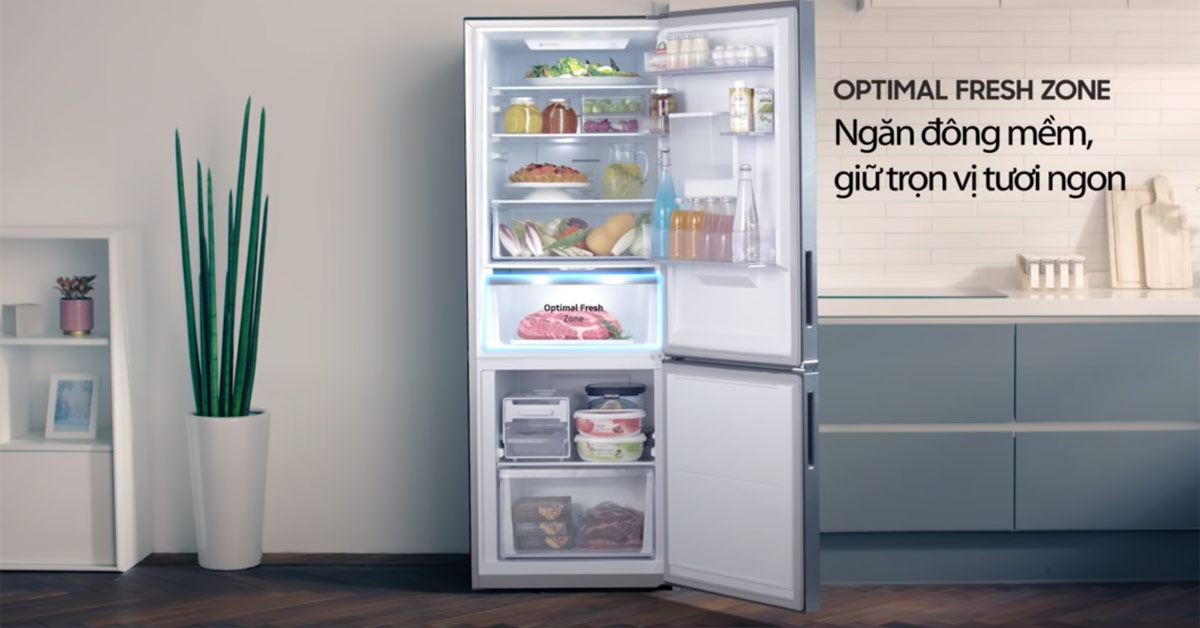 Ngăn đông mềm Optimal Fresh Zone trên tủ lạnh Samsung