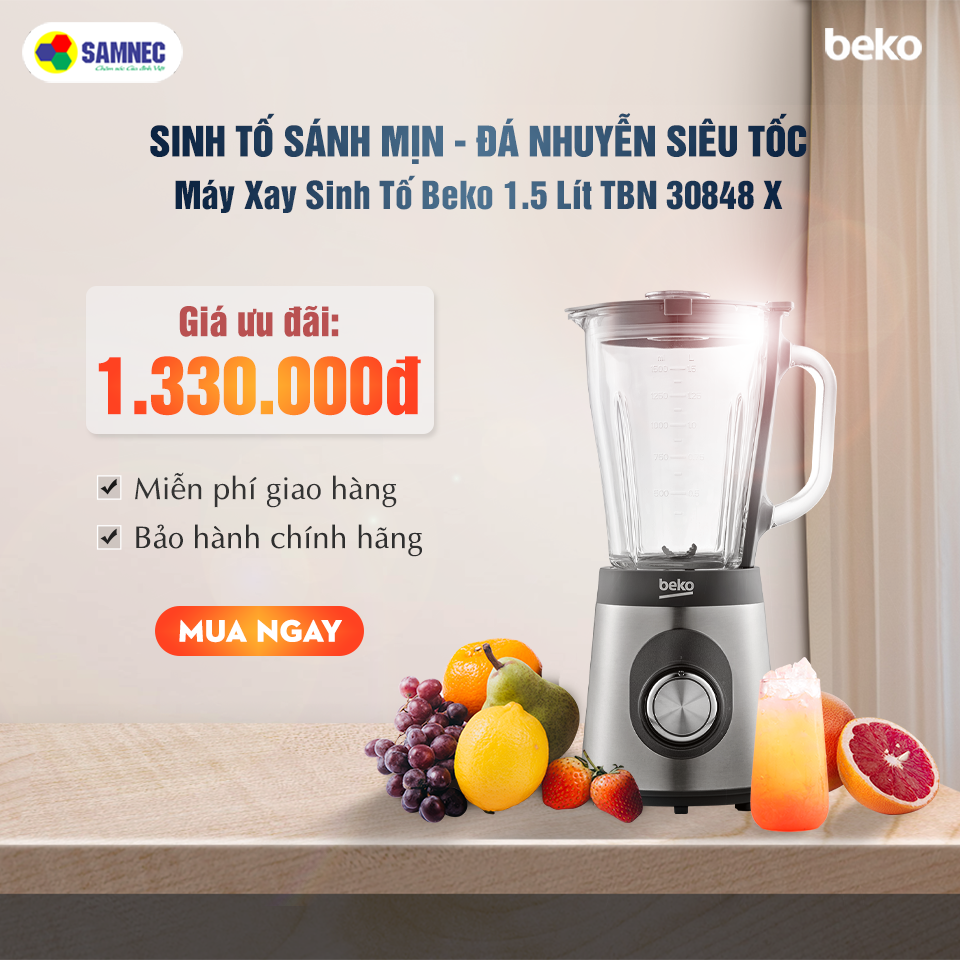 máy xay sinh tố Beko 1.5 lít TBN 30848 X