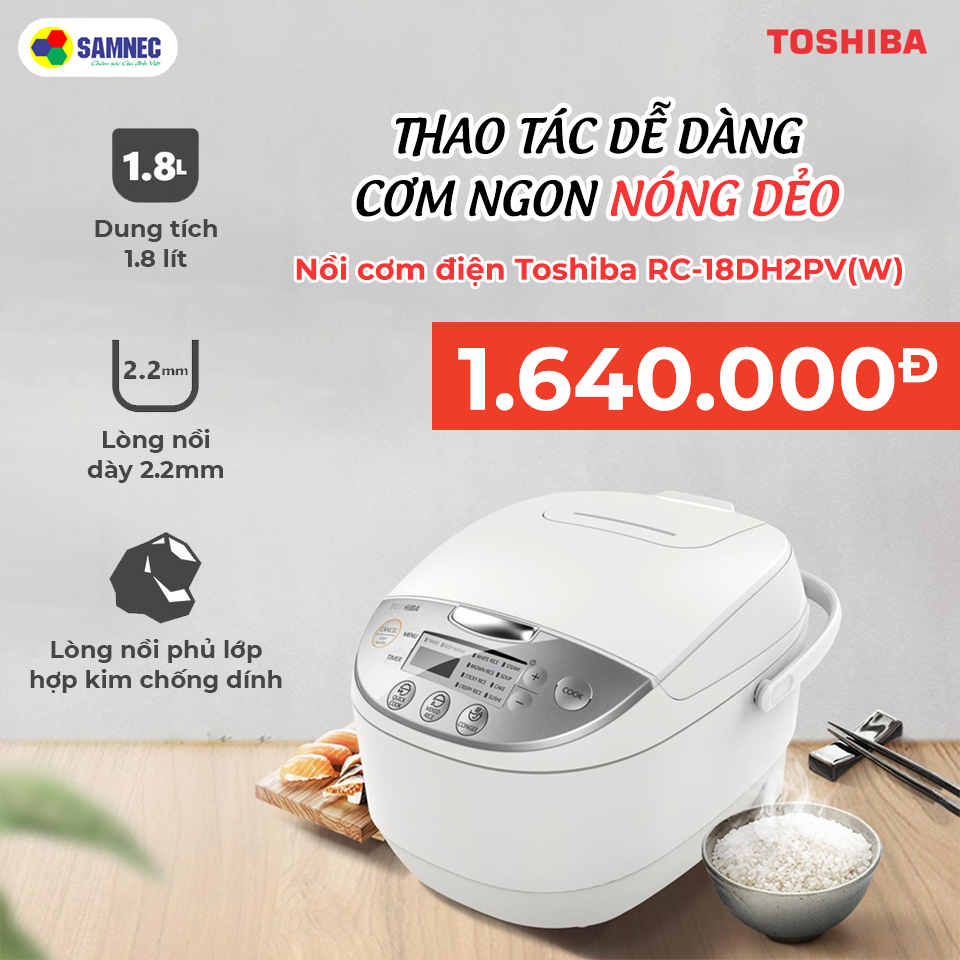 Nồi cơm điện tử Toshiba 1.8 lít RC-18DH2PV(W)
