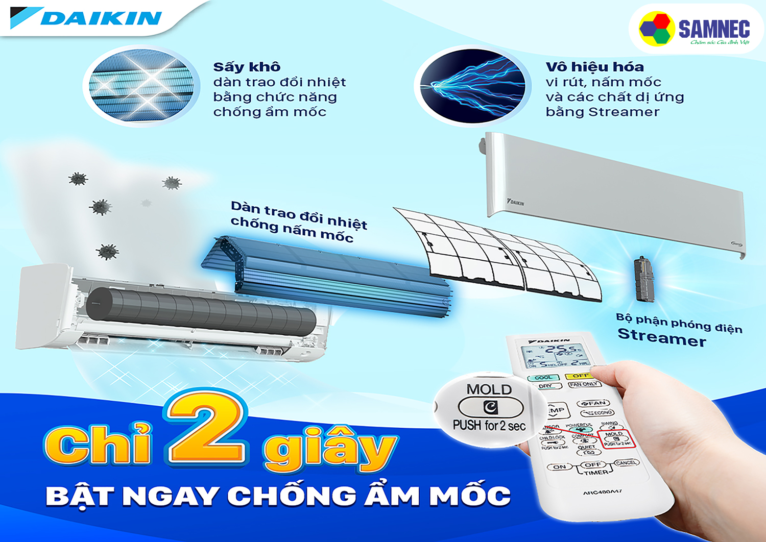 Chức năng chống ẩm mốc điều hòa daikin