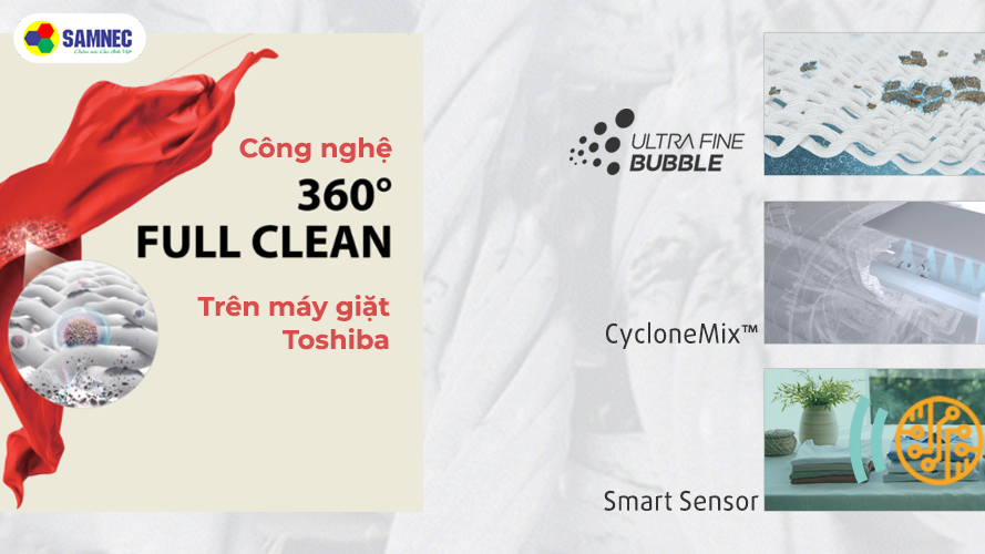 Công nghệ 360 độ Full Clean của Toshiba