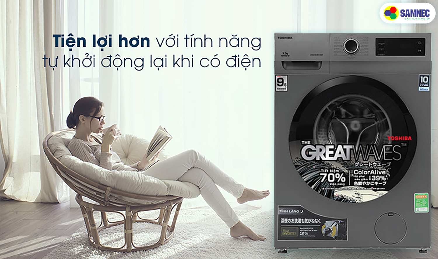 Tự khởi động máy giặt toshiba