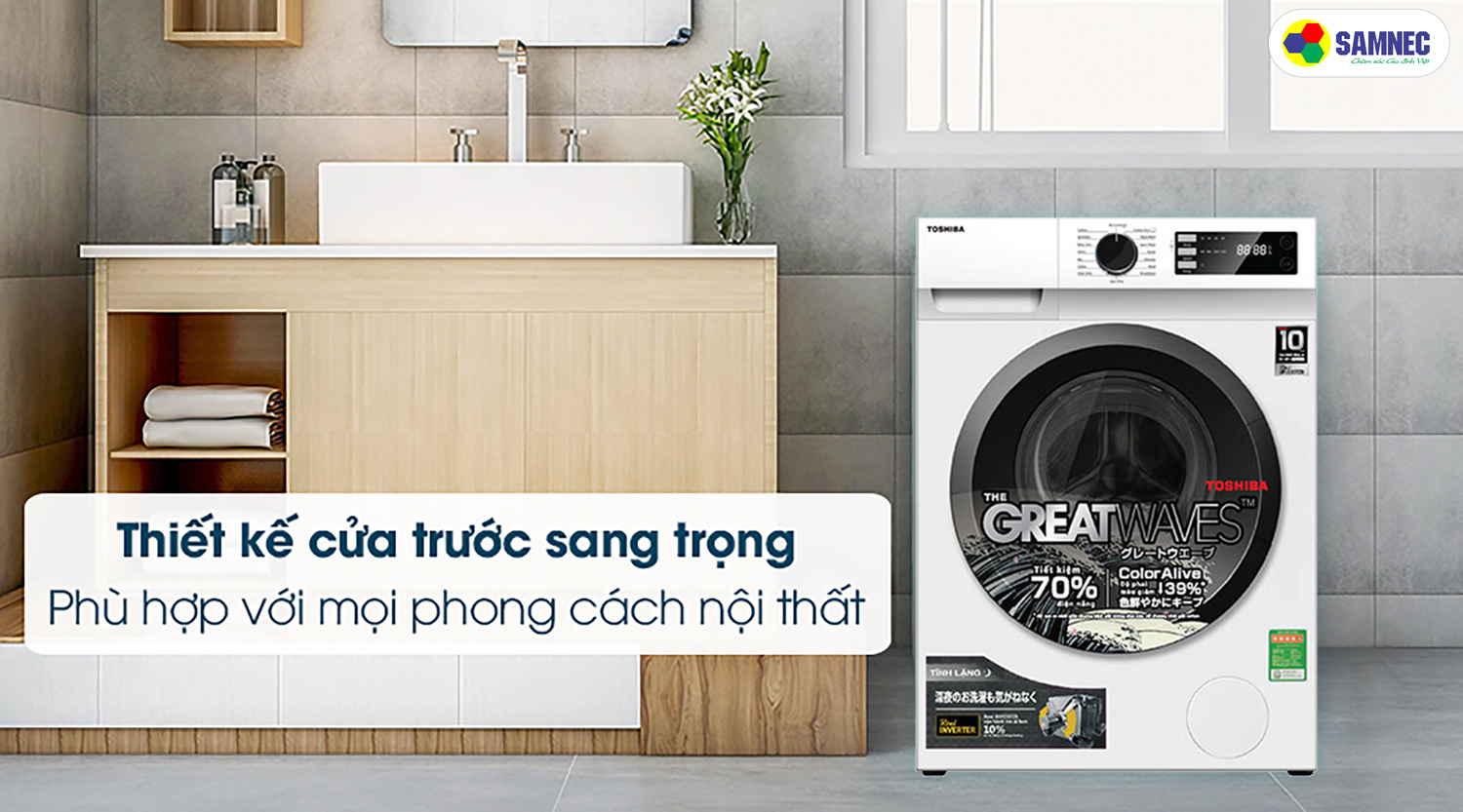 Máy giặt Toshiba TW-BK105S2V(WS) có màu trắng với thiết kế hiện đại.