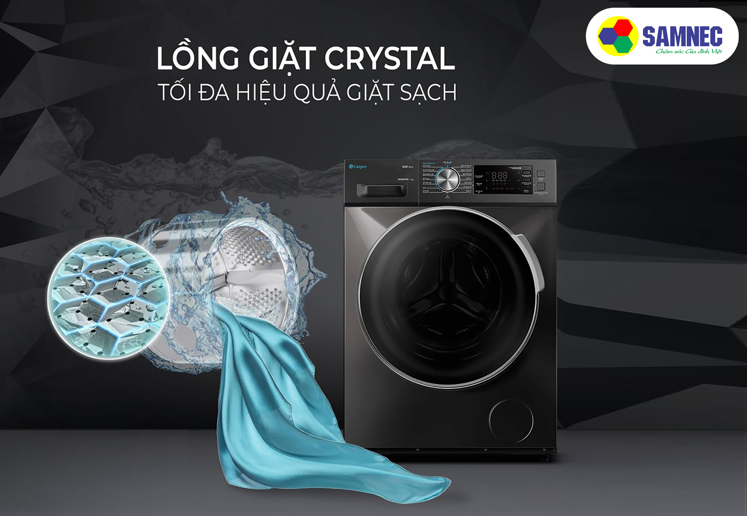 Lồng giặt tinh thể pha lê Crystal giặt sạch sâu và cánh đảo quần áo chữ S