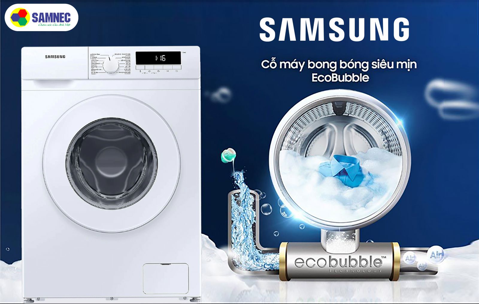 máy giặt samsung có công nghệ giặt bong bóng Eco Bubble