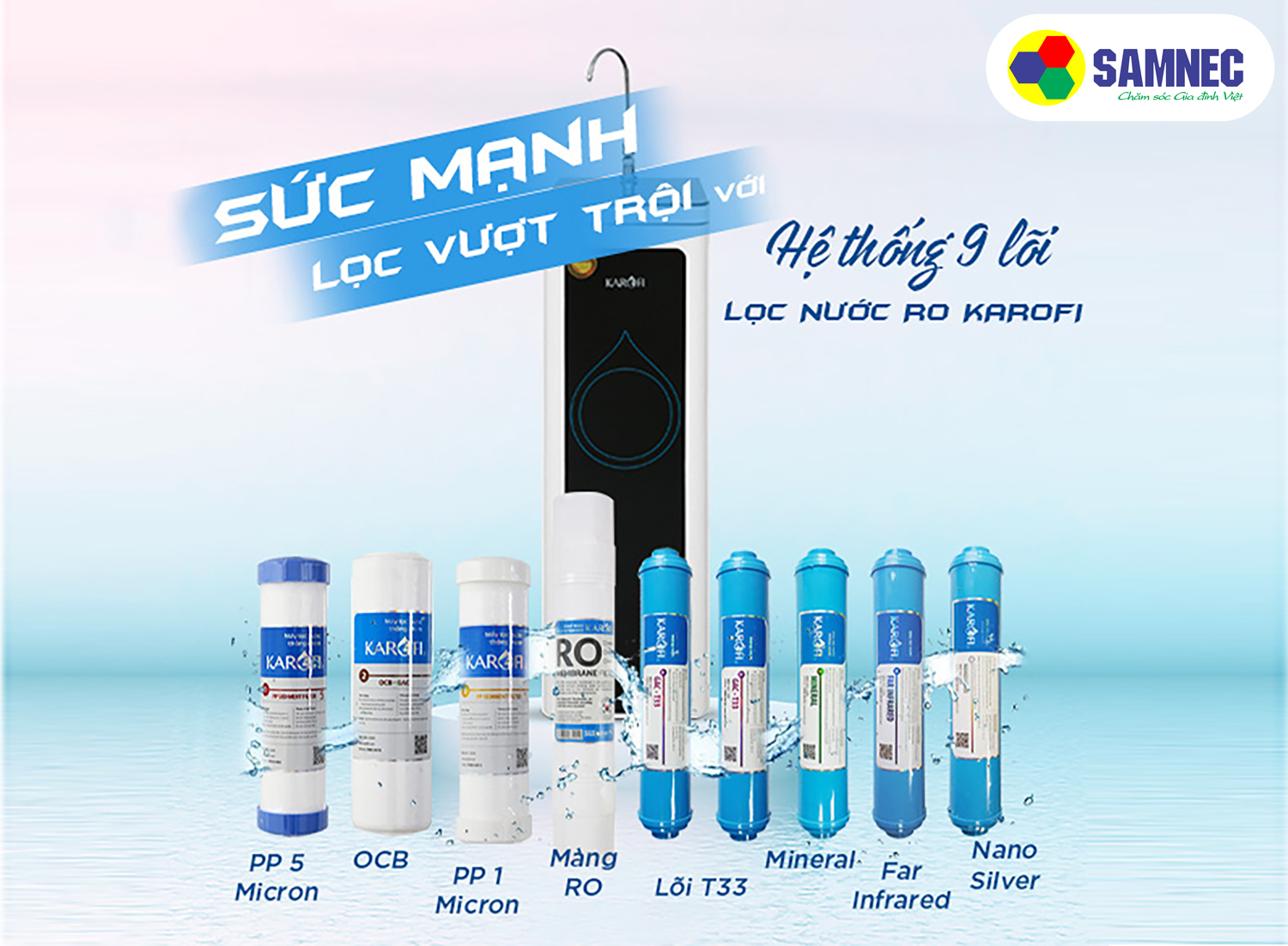 9 lõi lọc Máy lọc nước Karofi Optimus O-S129.