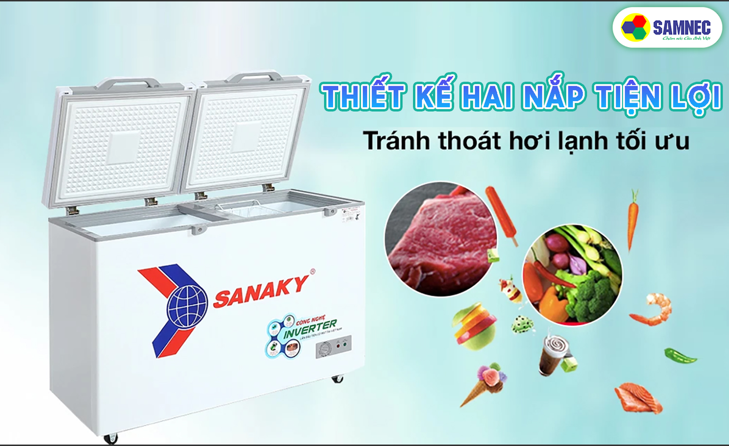 Thiết kế hai nắp tiện lợi.