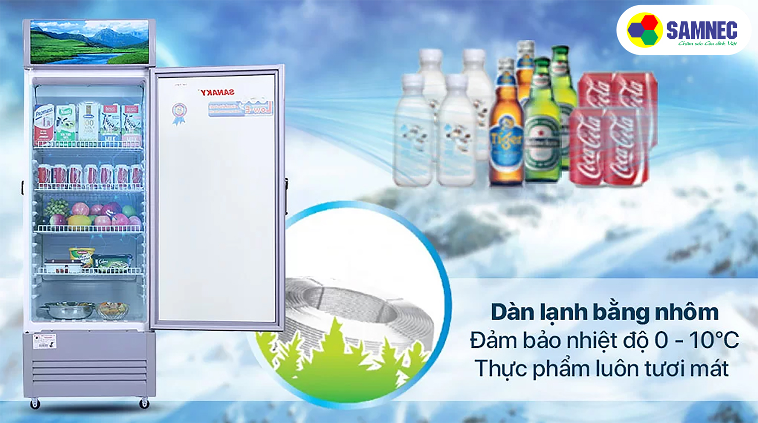 dàn lạnh được làm bằng nhôm cao cấp