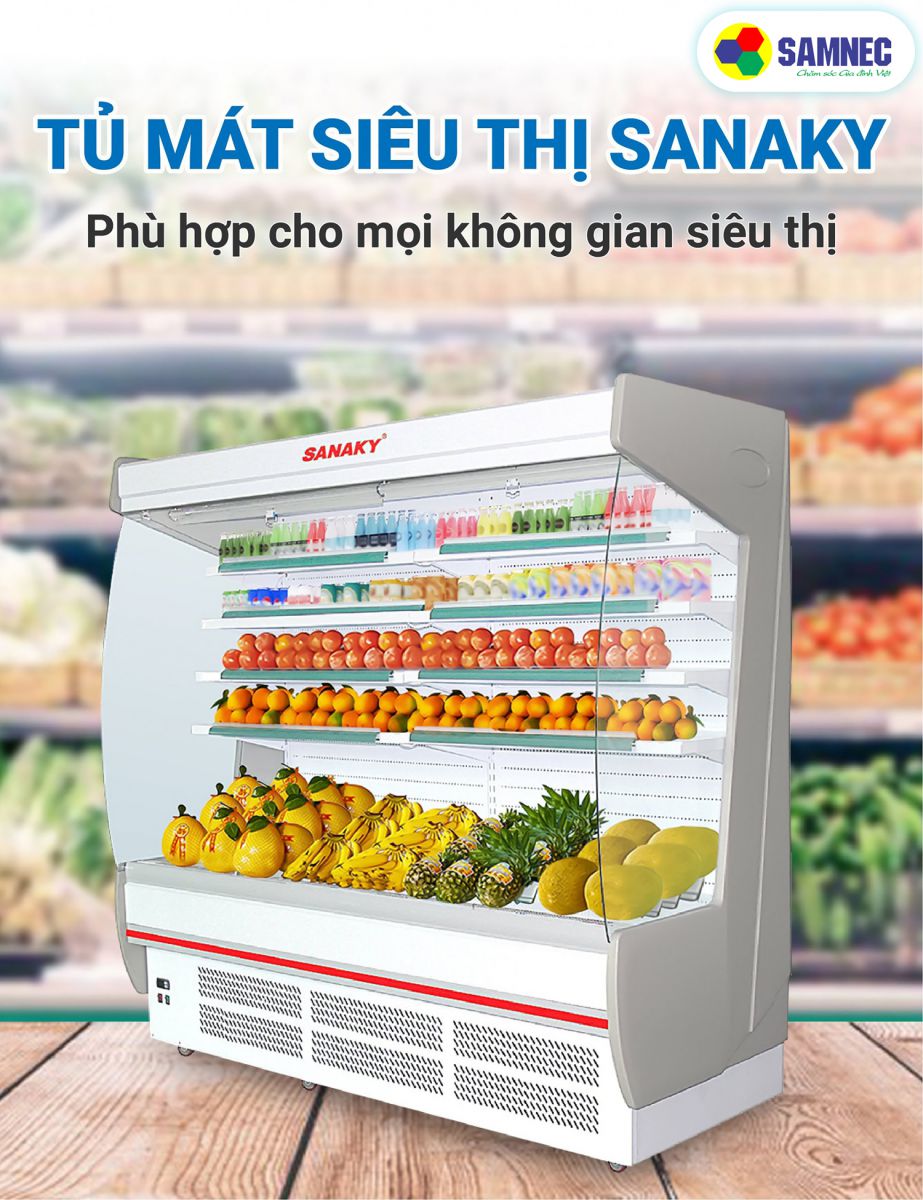 Tủ mát trưng bày siêu thị thực phẩm bánh kem nước ngọt rau củ quả | Hanoi