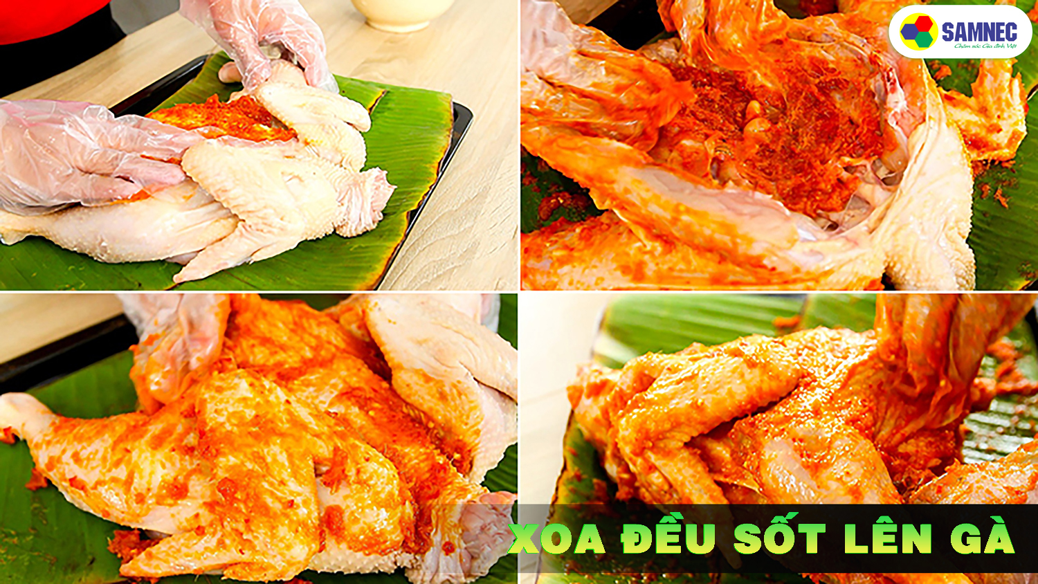 Xoa đều nước sốt lên thịt gà