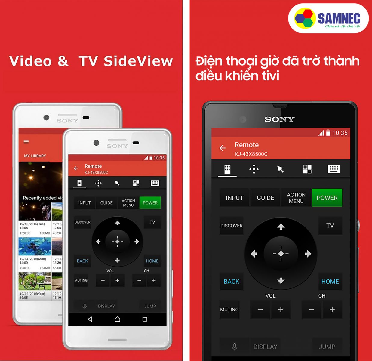 Sử dụng ứng dụng Sony Video & TV SideView
