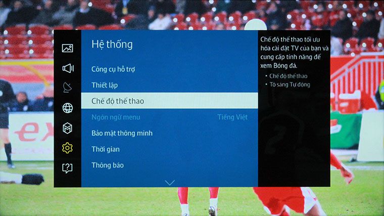 Chế độ xem thể thao tivi Samsung