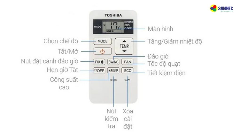 remote máy lạnh toshiba