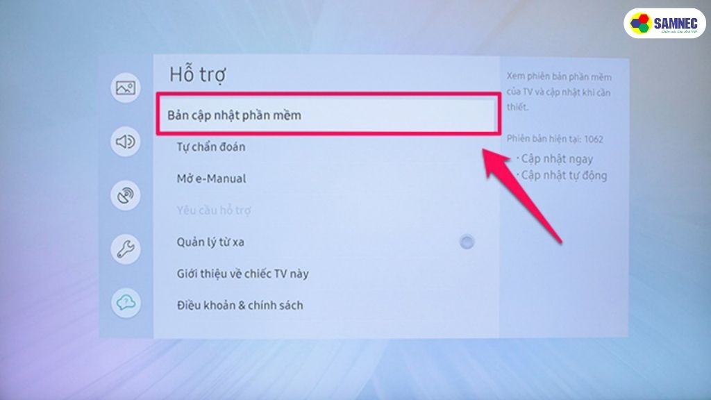 Cập nhật lại phần mềm mới nhất tivi Samsung