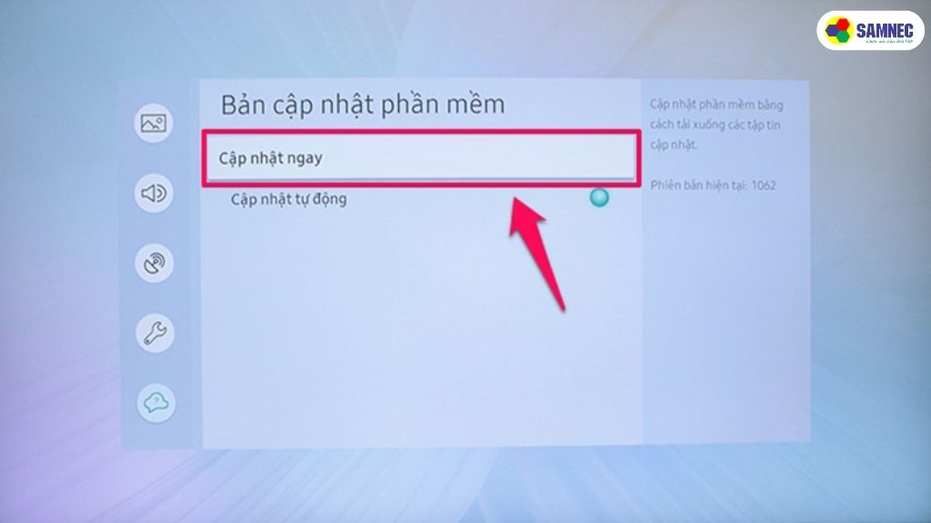 Cập nhật lại phần mềm mới nhất tivi Samsung