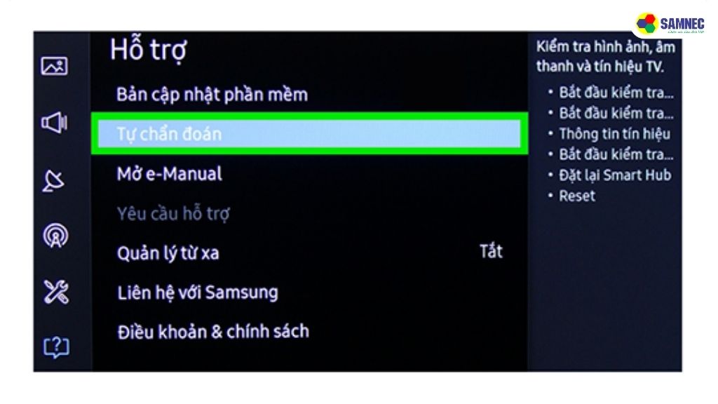 Hướng dẫn reset tivi Samsung thường