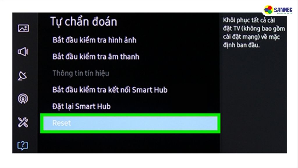 Hướng dẫn reset tivi Samsung thường