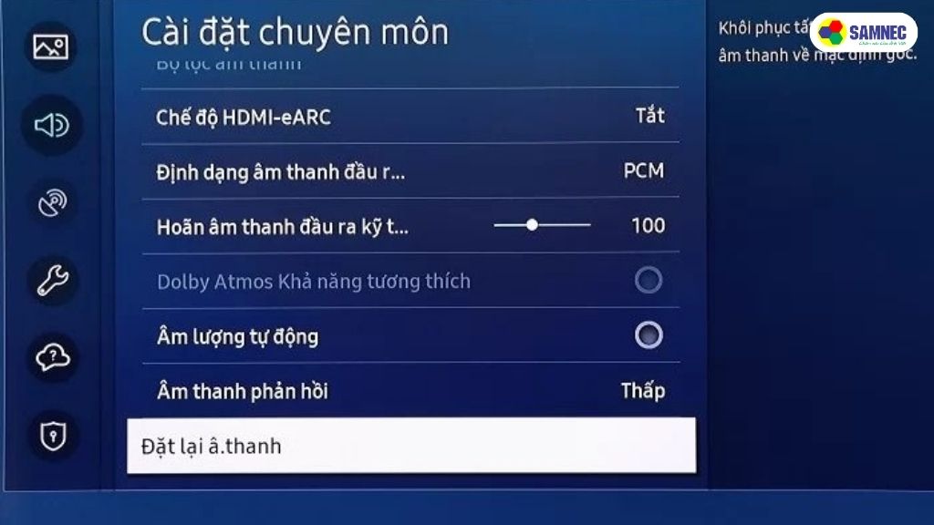 Cách cài đặt lại âm thanh cho tivi Samsung 