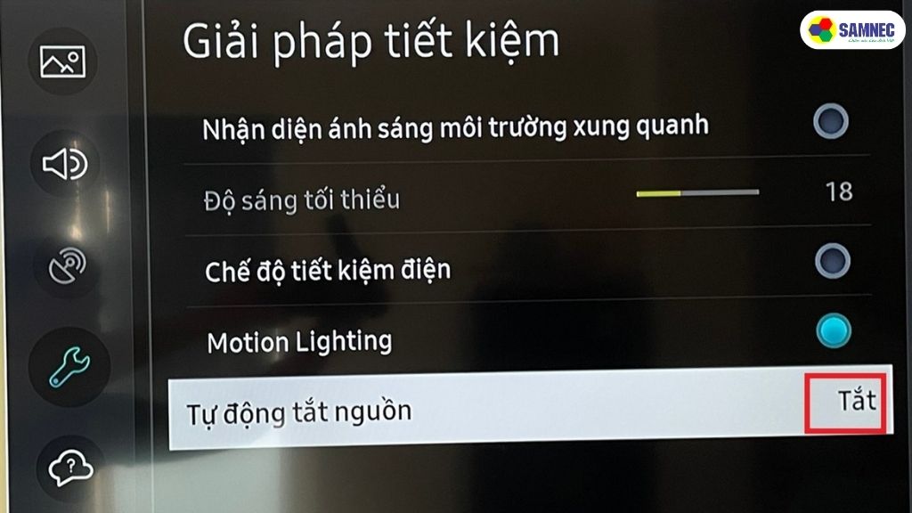 Tại mục Tự động tắt nguồn > Chuyển sang chế độ Tắt.