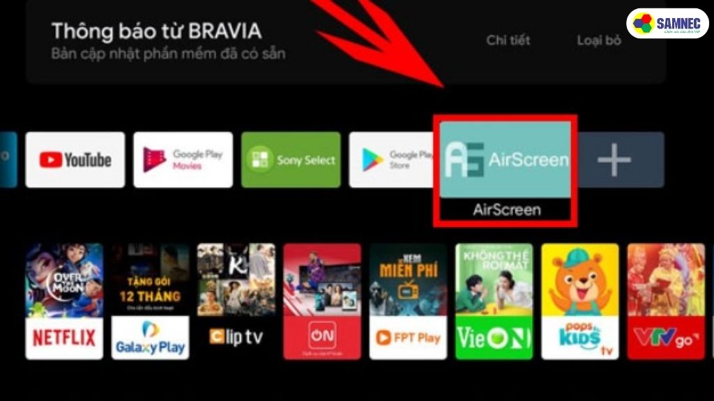  vào Google Play Store để tìm và tải ứng dụng AirScreen. 