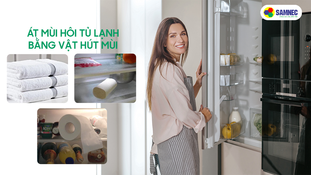 Át mùi hôi tủ lạnh bằng vật hút mùi