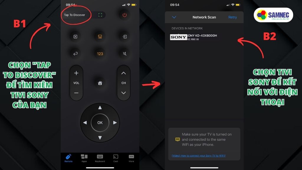 Kết nối tivi Sony của bạn với ứng dụng