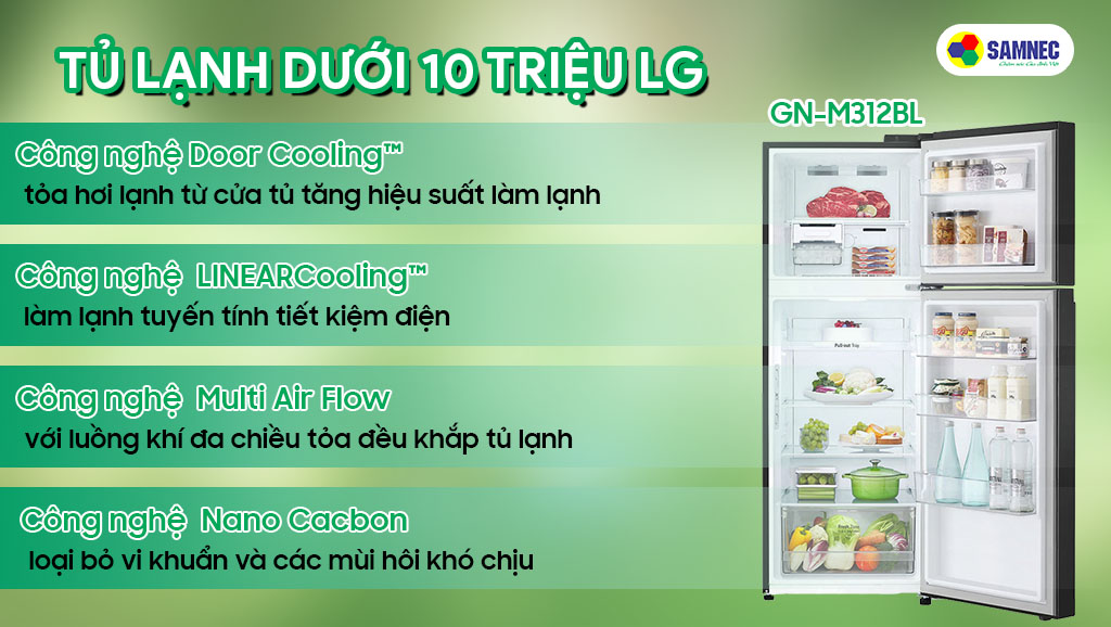 Tủ lạnh dưới 10 triệu LG được trang bị nhiều công nghệ làm lạnh