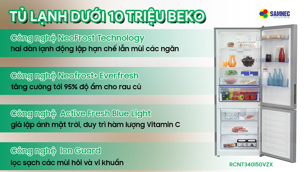Tủ lạnh 10 triệu Beko có các công nghệ ấn tượng