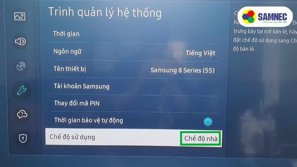 Chuyển sang Chế độ nhà để chặn quảng cáo Youtube trên tivi Samsung