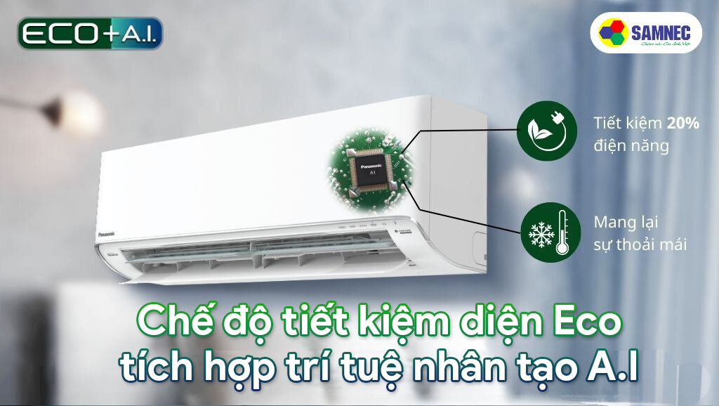 Chế độ Eco + A.I điều hoà 1 chiều Panasonic Inverter 1 HP CU/CS-PU9ZKH-8M