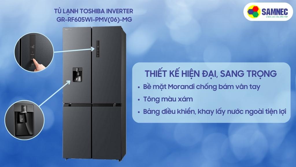 Thiết kế truyền thống của tủ lạnh Toshiba Inverter 509 lít GR-RF605WI-PMV(06)-MG