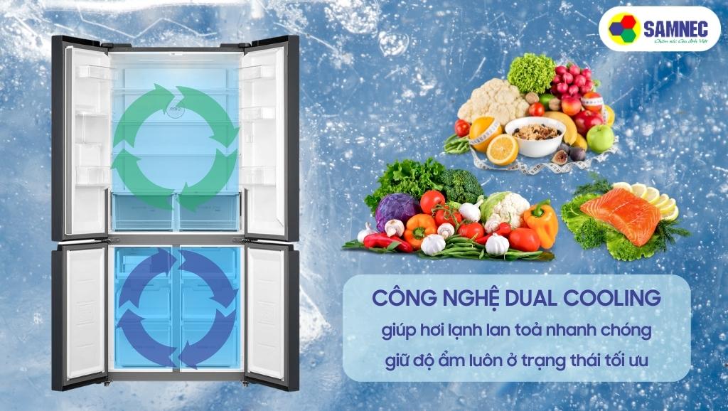 Tủ lạnh Toshiba Inverter 509 lít GR-RF605WI-PMV(06)-MG điều chỉnh nhiệt độ với dàn lạnh Dual Cooling