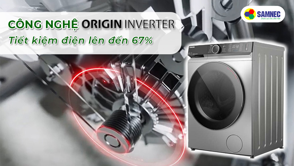 Công nghệ tiết kiệm điện Origin Inverter trên máy giặt Toshiba TW-BK105G4V(SS)