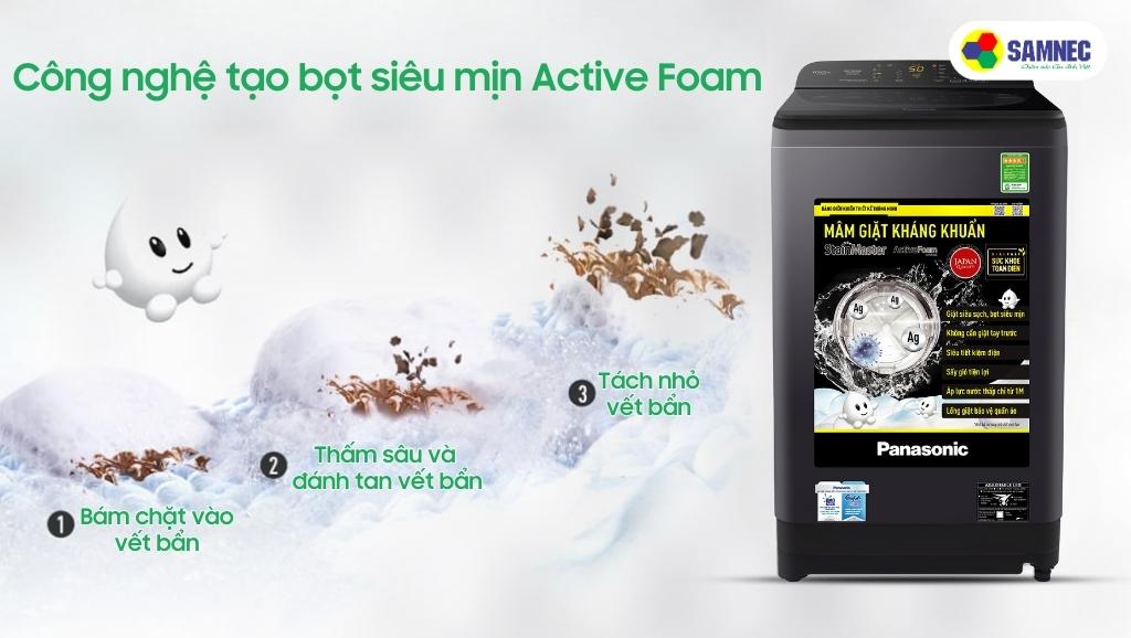 Công nghệ Active Foam của máy giặt Panasonic 8.5 Kg NA-F85A9DRV