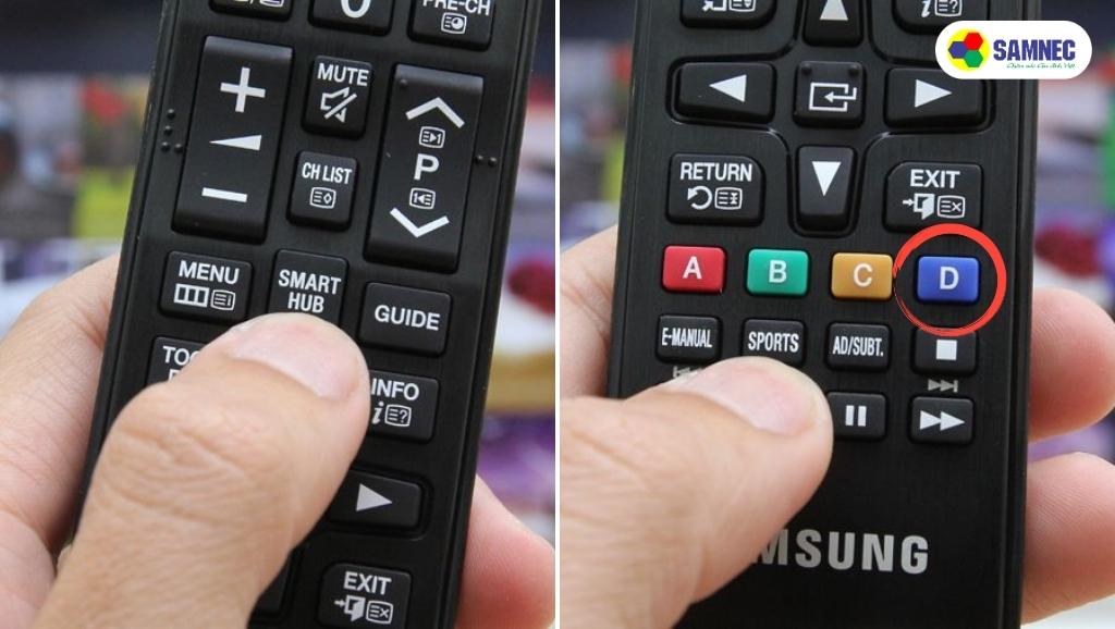 Nhấn nút Smart Hub trên điều khiển và chữ D để mở cửa sổ cài đặt