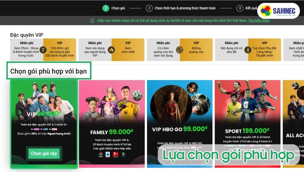 Lựa chọn phương thức thanh toán