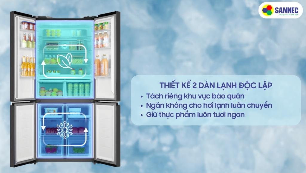 Hai dàn lạnh độc lập của tủ lạnh Toshiba GR-RF610WE-PMV(37)-SG