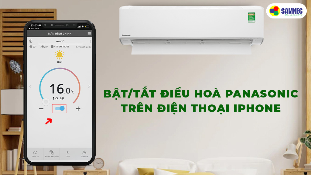 Bật/tắt điều hòa Panasonic trên điện thoại Iphone