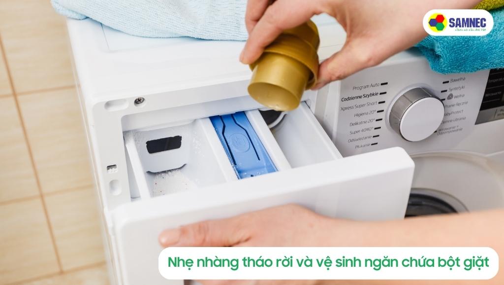 Vệ sinh ngăn chứa bột giặt của máy giặt